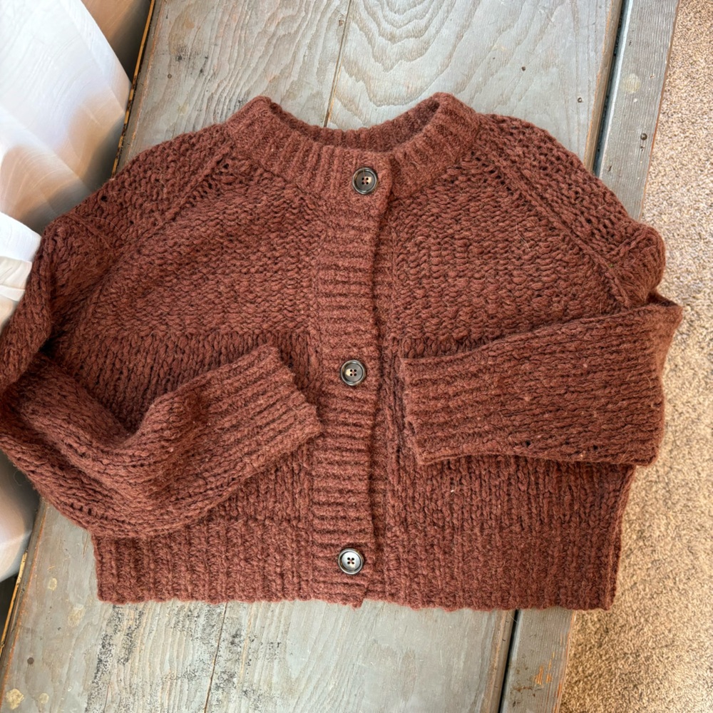 Everlane boxy cardigan sweater wool and alpaca blend | size small